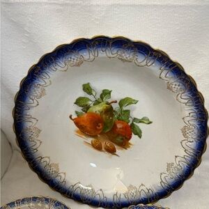 six vintage Hand painted porcelain berry bowls